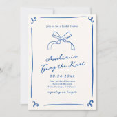 Whimsical Hand Getrokken Blauw Tying the Knot Kaart (Voorkant)