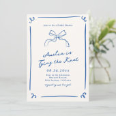 Whimsical Hand Getrokken Blauw Tying the Knot Kaart (Staand voorkant)