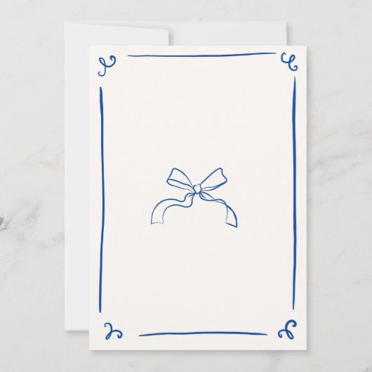 Whimsical Hand Getrokken Blauw Tying the Knot Kaart (Achterkant)