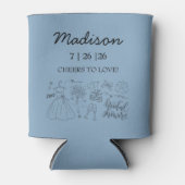 Whimsical Hand Getrokken Blauw Vrijgezellenfeest Blikjeskoeler (Voorkant)