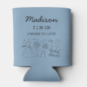 Whimsical Hand Getrokken Blauw Vrijgezellenfeest Blikjeskoeler (Achterkant)