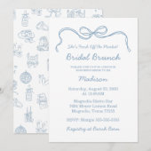 Whimsical Hand Getrokken Blauw Vrijgezellenfeest Kaart (Voorkant / Achterkant)