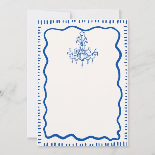 Whimsical Hand Getrokken Blauw Wavy Repetitie Dine Kaart (Achterkant)