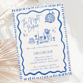 Whimsical Hand Getrokken Blauw Wavy Repetitie Dine Kaart