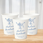 Whimsical Hand getrokken Blauwe Bachelorette Papieren Bekers<br><div class="desc">Dit schattige ontwerp is voorzien van handgetekende elementen en een grillige,  gedurfde tekst.</div>