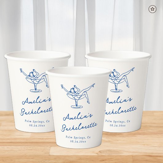 Whimsical Hand getrokken Blauwe Bachelorette Papieren Bekers