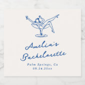 Whimsical Hand getrokken Blauwe Bachelorette Sparkling Wijnetiket (Enkel label)