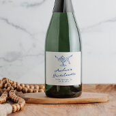Whimsical Hand getrokken Blauwe Bachelorette Sparkling Wijnetiket