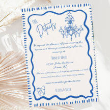 Whimsical Hand Getrokken Blauwe Bow Wavy Bruiloft 