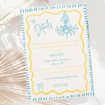 Whimsical Hand Getrokken Blauwe Bow Wavy Bruiloft 