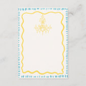 Whimsical Hand Getrokken Blauwe Bow Wavy Bruiloft Informatiekaartje (Achterkant)