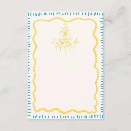 Whimsical Hand Getrokken Blauwe Bow Wavy Bruiloft Informatiekaartje (Achterkant)