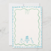 Whimsical Hand Getrokken Blauwe Bow Wavy Bruiloft Kaart (Achterkant)