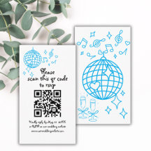 Whimsical Hand getrokken Blauwe bruiloft QR-code R
