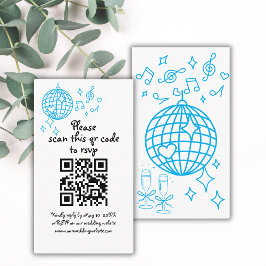 Whimsical Hand getrokken Blauwe bruiloft QR-code R Informatiekaartje