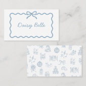 Whimsical Hand getrokken Blauwe Trouwtafel Place C Plaatskaartje (Voorkant / Achterkant)