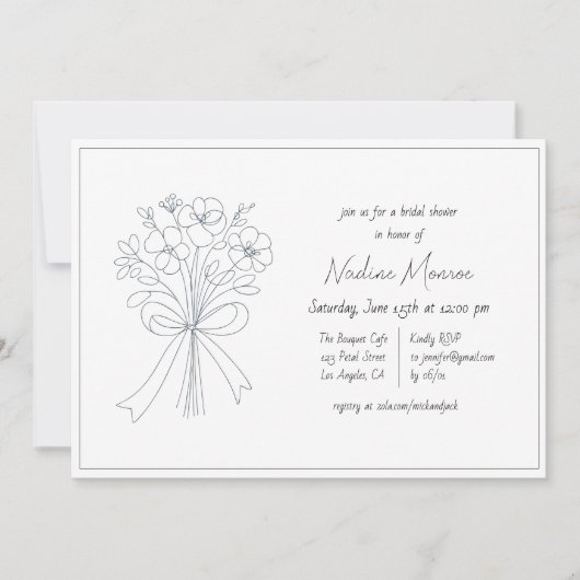 Whimsical Hand getrokken Bloem en Bow Vrijgezellen Kaart (Voorkant)