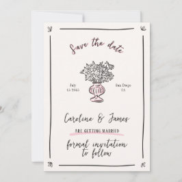 Whimsical, Hand getrokken bloem opslaan van de dat Kaart