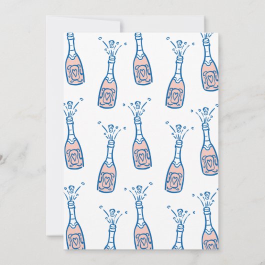 Whimsical Hand getrokken bloemblaadjes Prosecco Vr Kaart (Achterkant)