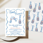 Whimsical Hand getrokken bloemblaadjes Prosecco Vr Kaart