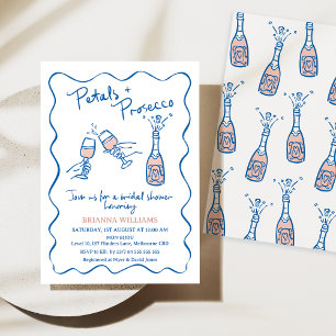 Whimsical Hand getrokken bloemblaadjes Prosecco Vr Kaart