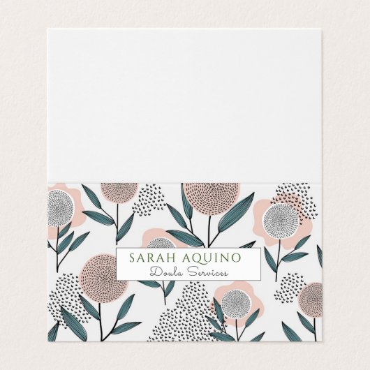 Whimsical Hand Getrokken Bloemen Doula Verloskundi Visitekaartje (Buitenkant ongevouwen)
