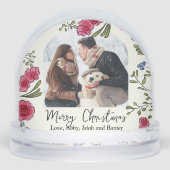 Whimsical Hand getrokken Bloemen Foto Sneeuwbol (Voorkant)