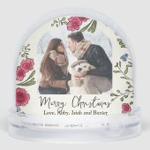 Whimsical Hand getrokken Bloemen Foto Sneeuwbol (Achterkant)