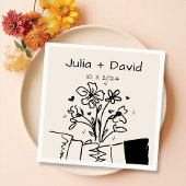 Whimsical Hand getrokken bloemenbruiloft Servet