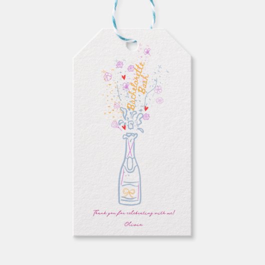Whimsical Hand getrokken bloemenvrijgezellenfeest Cadeaulabel (Voorkant)