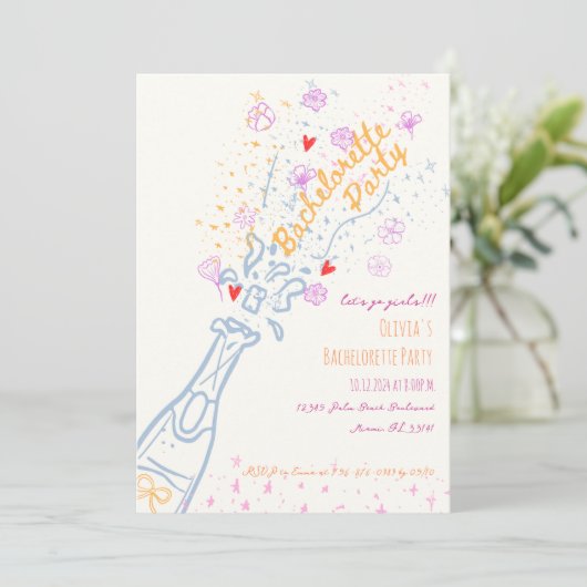 Whimsical Hand getrokken bloemenvrijgezellenfeest Kaart (Staand voorkant)