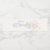 Whimsical Hand getrokken bloemenvrijgezellenfeest Waterfles Etiket (Enkel label)