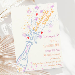 Whimsical Hand getrokken bloemenvrijgezellenweeken Kaart