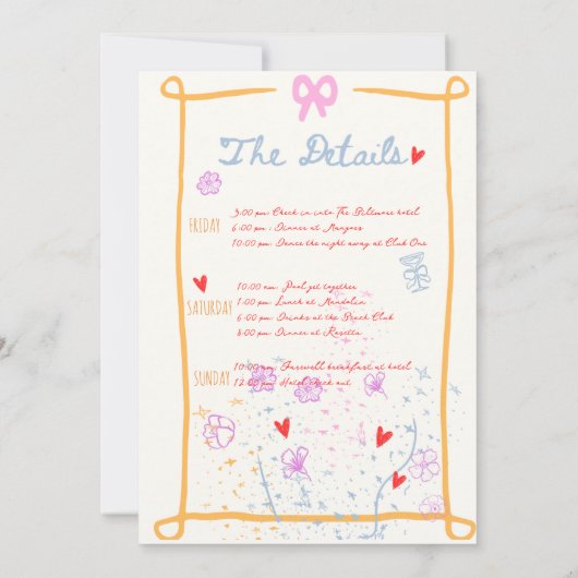 Whimsical Hand getrokken bloemenvrijgezellenweeken Kaart (Achterkant)