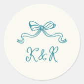 Whimsical Hand Getrokken Bogen Dubbele Monogram Hu Ronde Sticker (Voorkant)