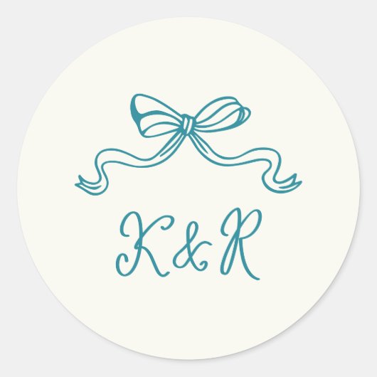Whimsical Hand Getrokken Bogen Dubbele Monogram Hu Ronde Sticker (Voorkant)
