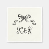 Whimsical Hand Getrokken Bogen Dubbele Monogram Hu Servet (Voorkant)