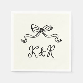 Whimsical Hand Getrokken Bogen Dubbele Monogram Hu Servet