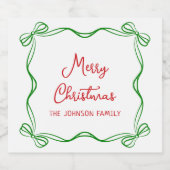 Whimsical Hand Getrokken Bogen Kerstmis Familienaa Sparkling Wijnetiket (Enkel label)