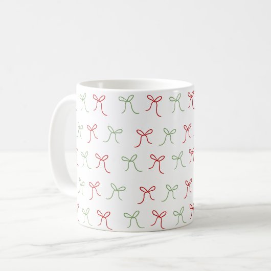 Whimsical Hand Getrokken Bogen Rood & Groen Kerstm Koffiemok (Voorkant links)
