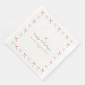 Whimsical Hand Getrokken Bogen Rood & Groen Kerstm Servet (Hoek)