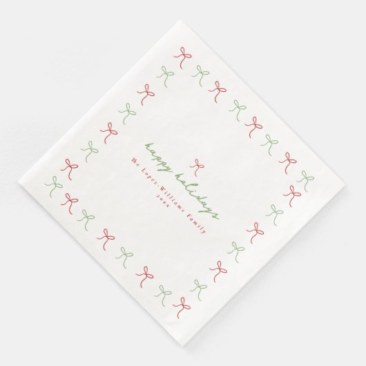 Whimsical Hand Getrokken Bogen Rood & Groen Kerstm Servet (Hoek)