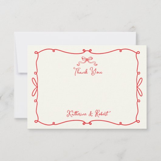 Whimsical Hand Getrokken Bogen Trouwen Dank u kaar Bedankkaart (Voorkant)