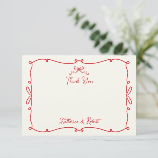 Whimsical Hand Getrokken Bogen Trouwen Dank u kaar Bedankkaart (Staand voorkant)