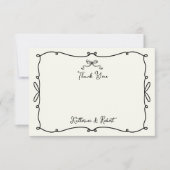 Whimsical Hand Getrokken Bogen Trouwen Dank u kaar Bedankkaart (Voorkant)