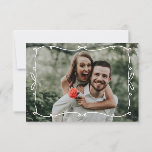 Whimsical Hand Getrokken Bogen Trouwen Dank u kaar Bedankkaart (Achterkant)