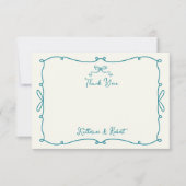 Whimsical Hand Getrokken Bogen Trouwen Dank u kaar Bedankkaart (Voorkant)