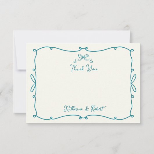 Whimsical Hand Getrokken Bogen Trouwen Dank u kaar Bedankkaart (Voorkant)