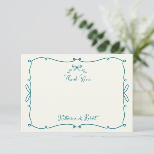 Whimsical Hand Getrokken Bogen Trouwen Dank u kaar Bedankkaart (Staand voorkant)