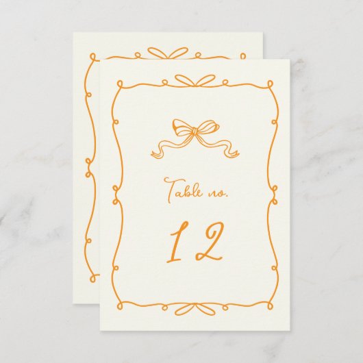 Whimsical Hand Getrokken Bogen Trouwtafel Nummer RSVP Kaartje (Voorkant / Achterkant)